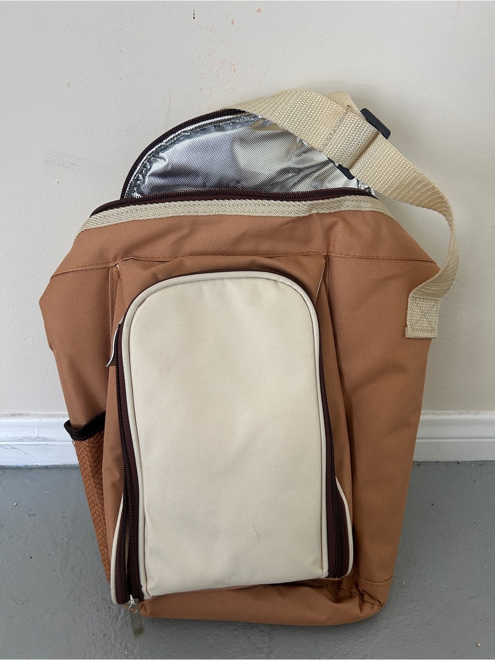 Men's Two-Tone Tan and Cream Utility Sling Bag